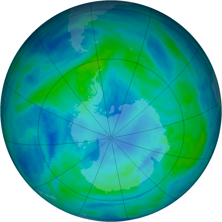 Antarctic ozone map for 10 April 1997